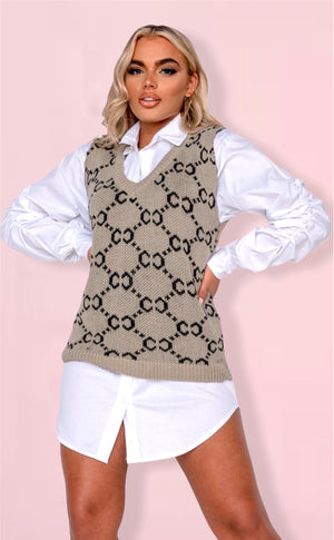 Gabriella GG print knitted vest